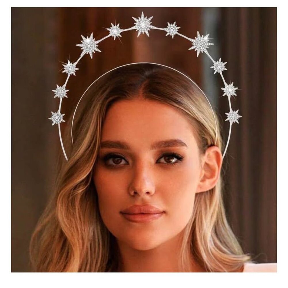 Silver halo rhinestone headband